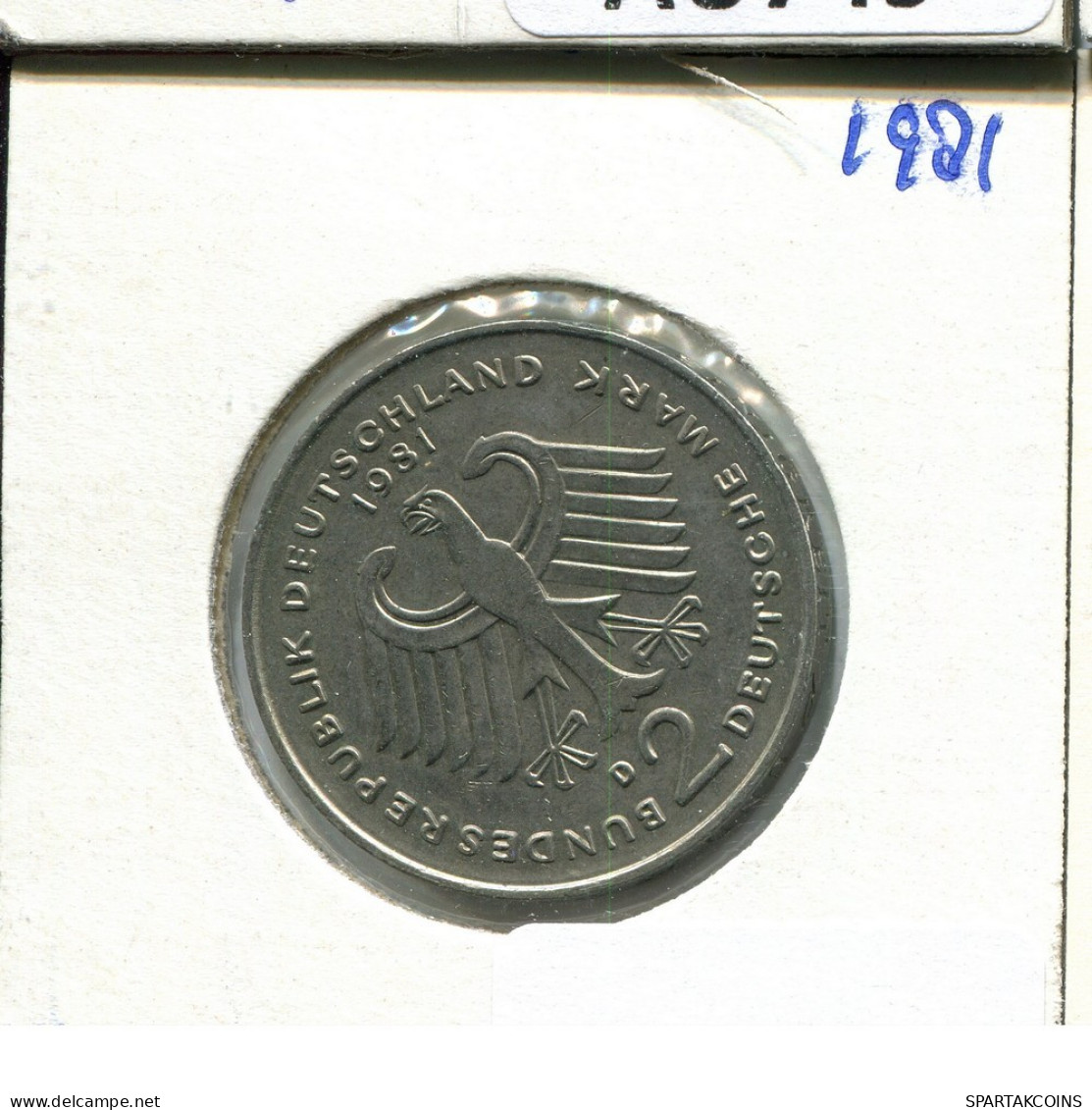 2 DM 1981 D K.SCHUMACHER WEST & UNIFIED GERMANY Coin #AU750.U.A - 2 Mark