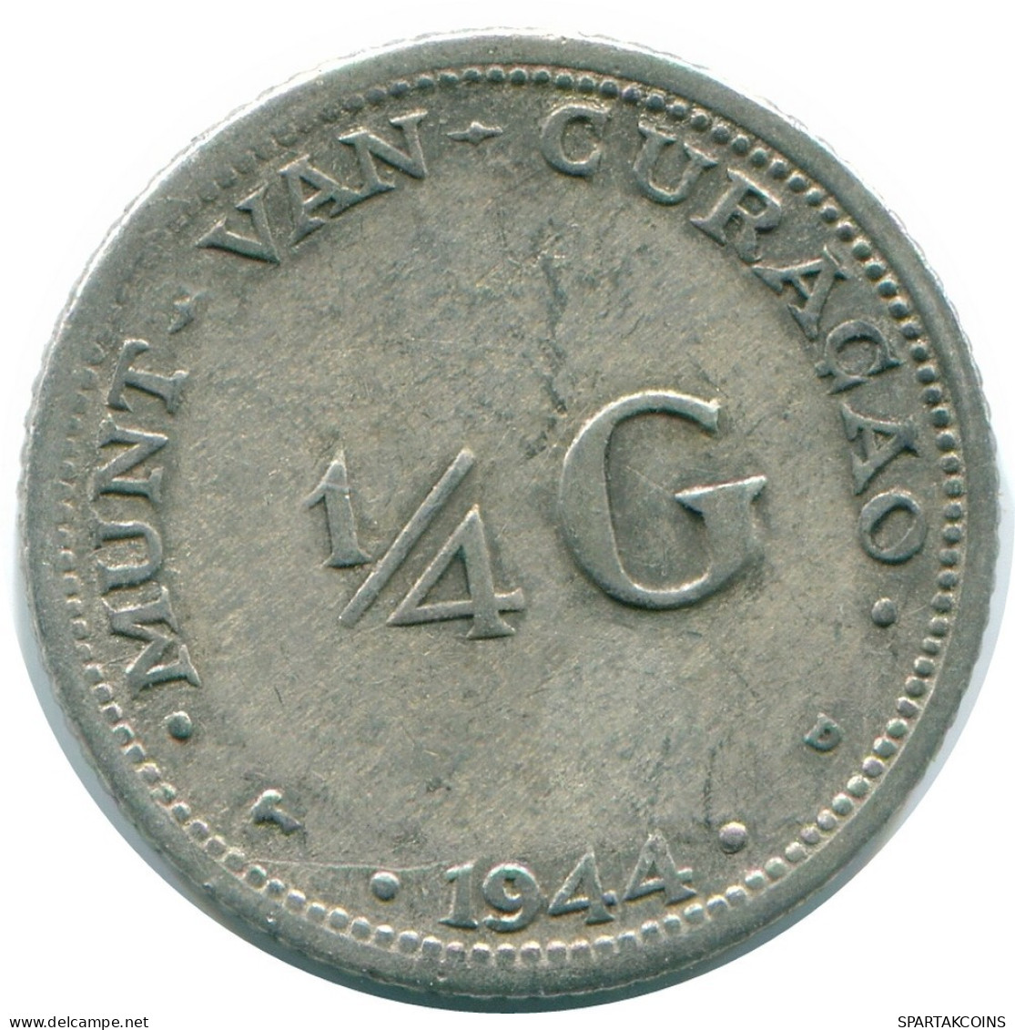 1/4 GULDEN 1944 CURACAO Netherlands SILVER Colonial Coin #NL10540.4.U.A - Curaçao