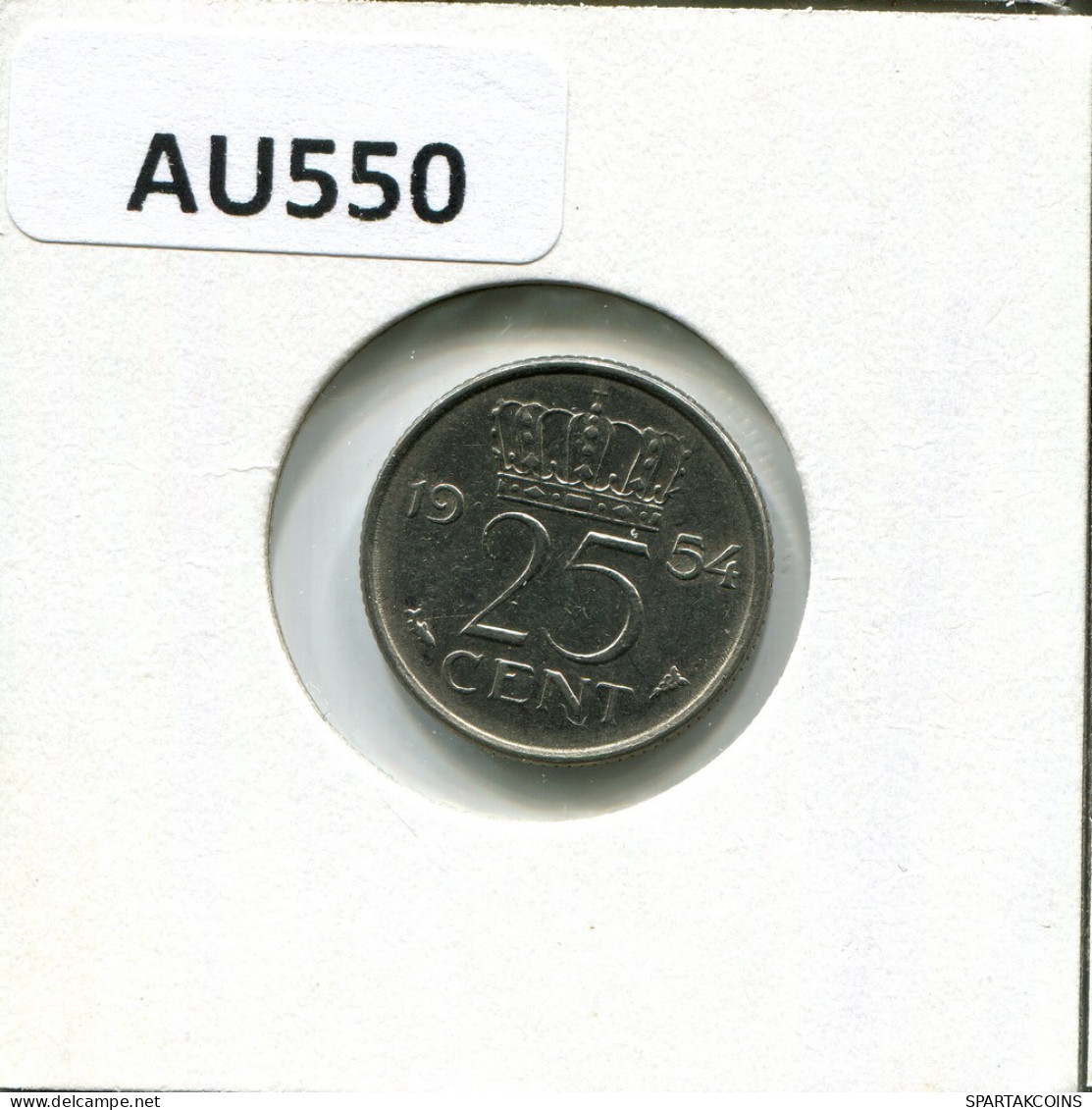 25 CENTS 1954 NEERLANDÉS NETHERLANDS Moneda #AU550.E.A - 1948-1980 : Juliana