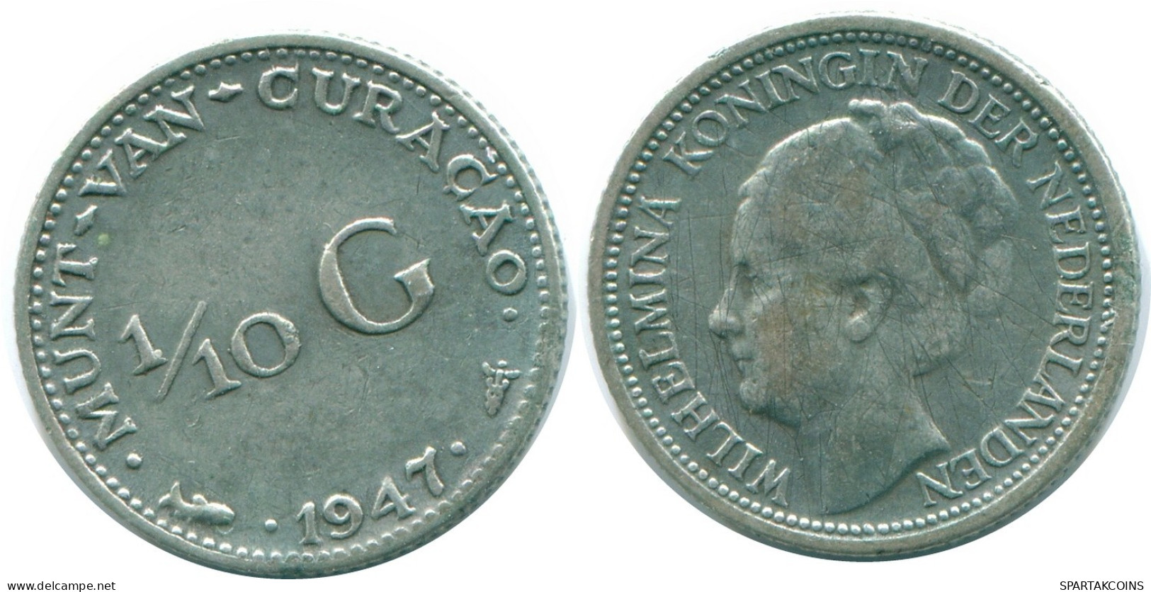 1/10 GULDEN 1947 CURACAO NIEDERLANDE SILBER Koloniale Münze #NL11856.3.D.A - Curacao