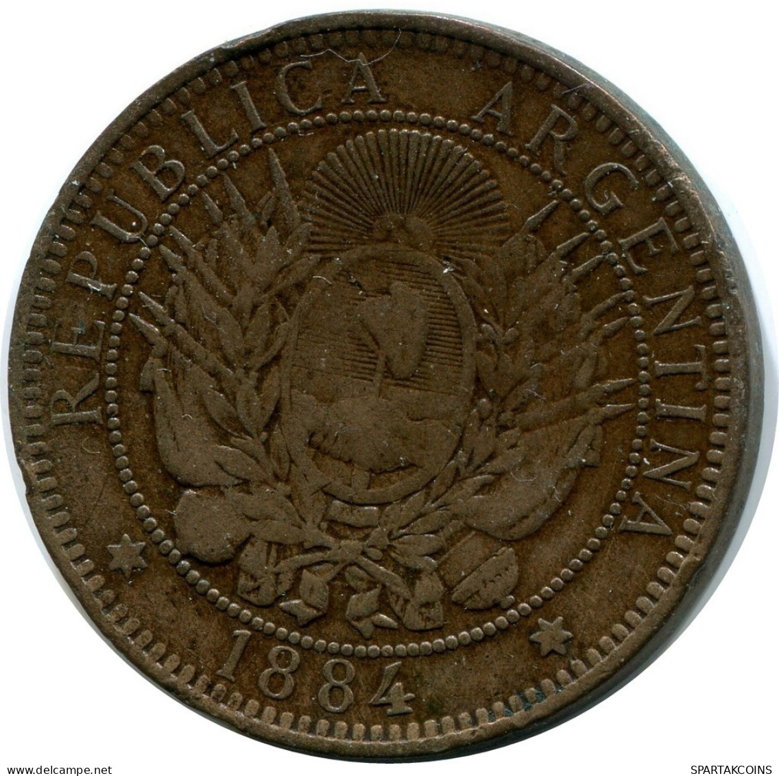 2 CENTAVOS 1884 ARGENTINIEN ARGENTINA Münze #AX352.D.A - Argentine