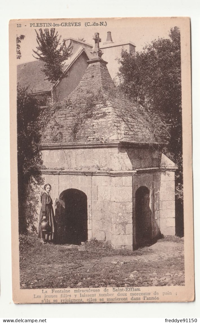 Cpa 22 . Plestin Les Grèves . La Fontaine Miraculeuse De Saint Efflan . 1945 - Plestin-les-Greves