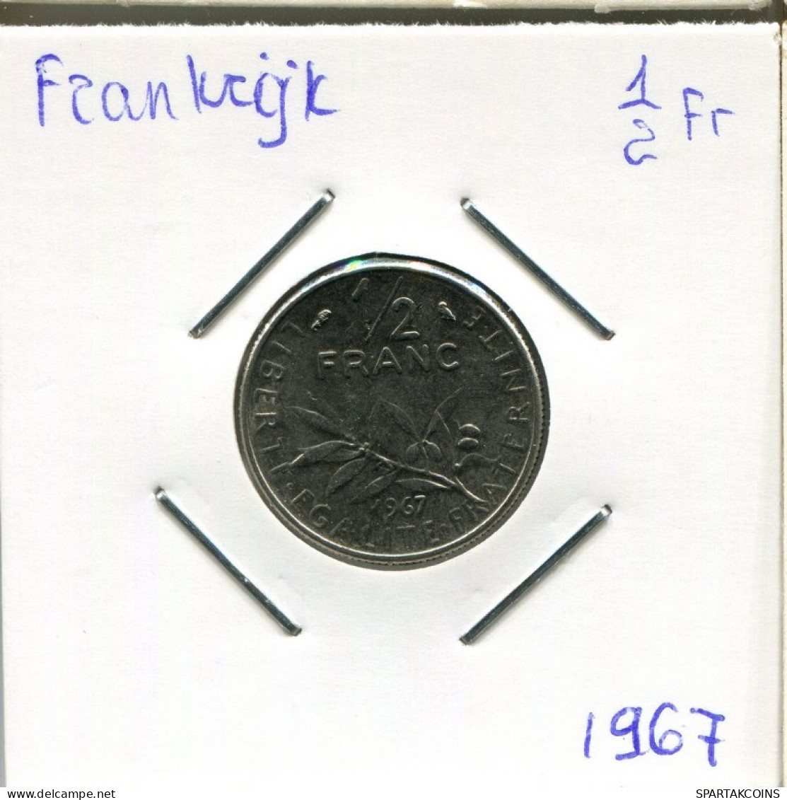 1/2 FRANC 1967 FRANKREICH FRANCE Französisch Münze #AM913.D.A - 1/2 Franc