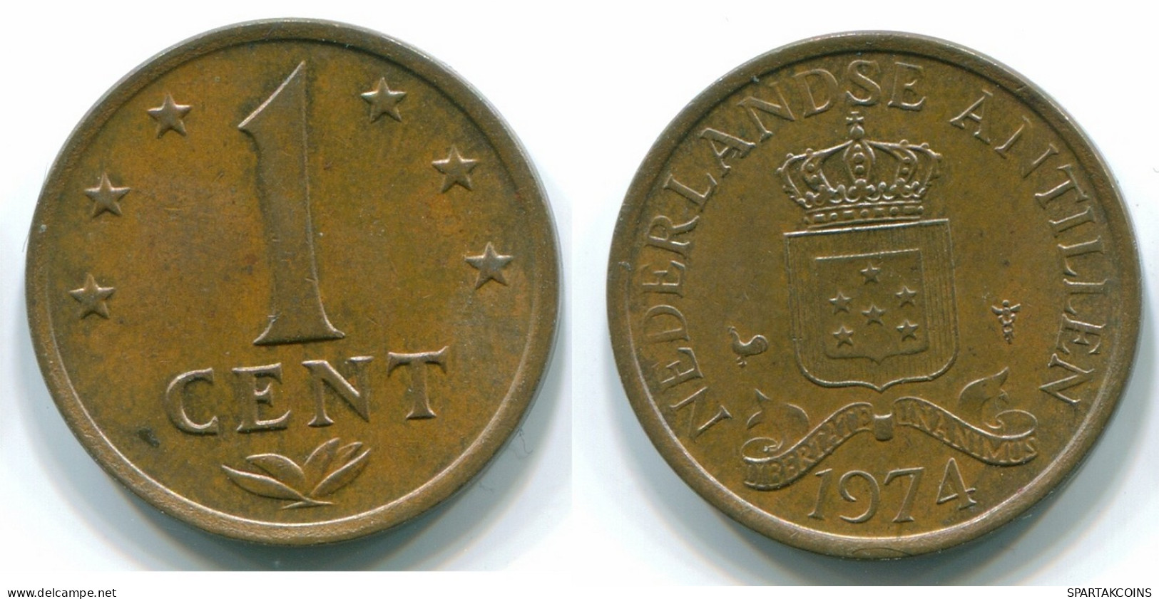 1 CENT 1974 ANTILLAS NEERLANDESAS Bronze Colonial Moneda #S10667.E.A - Nederlandse Antillen