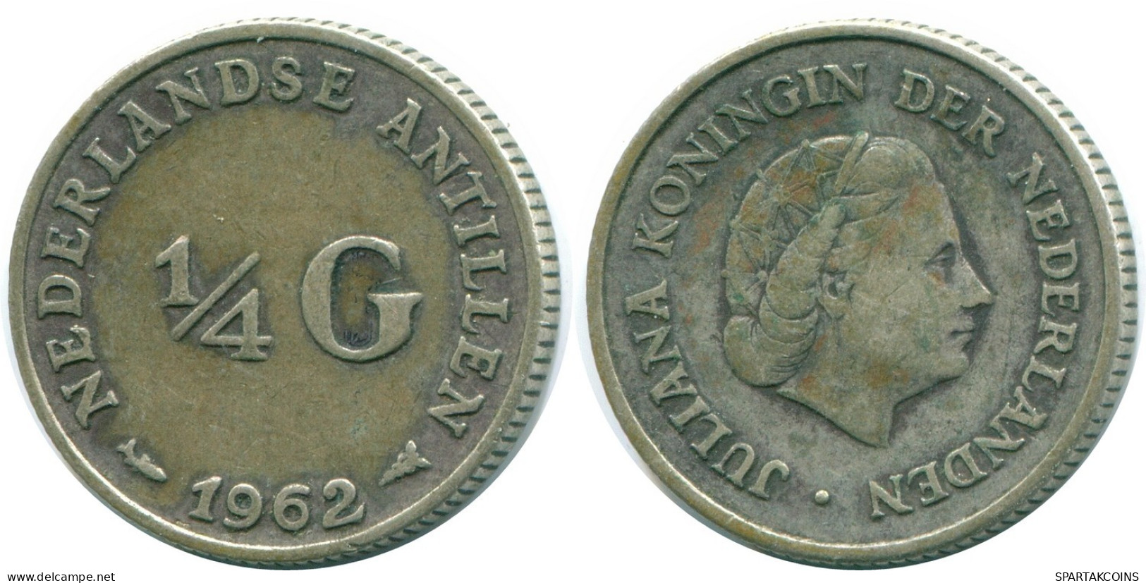 1/4 GULDEN 1962 NETHERLANDS ANTILLES SILVER Colonial Coin #NL11151.4.U.A - Nederlandse Antillen