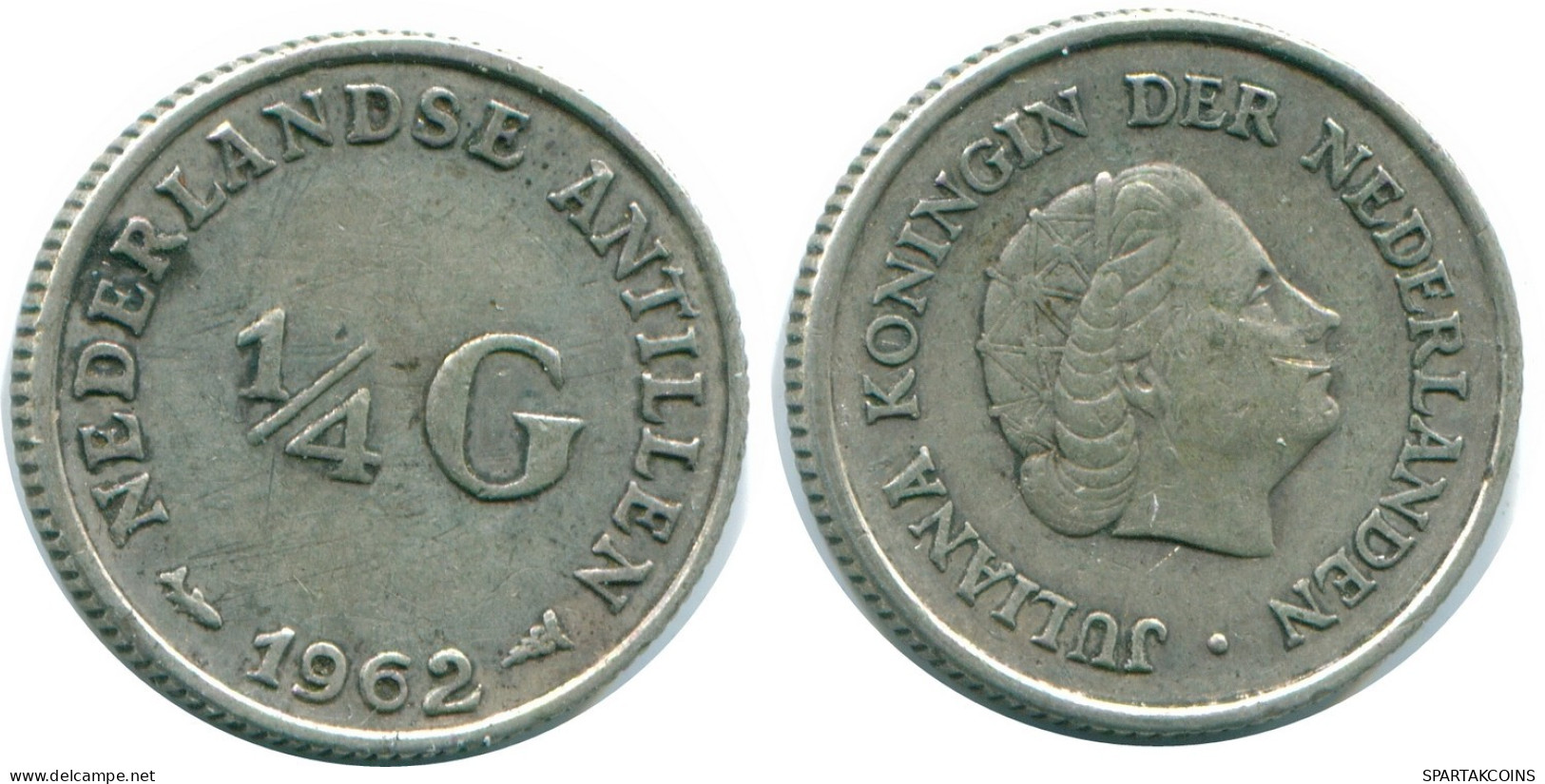 1/4 GULDEN 1962 NETHERLANDS ANTILLES SILVER Colonial Coin #NL11147.4.U.A - Antilles Néerlandaises