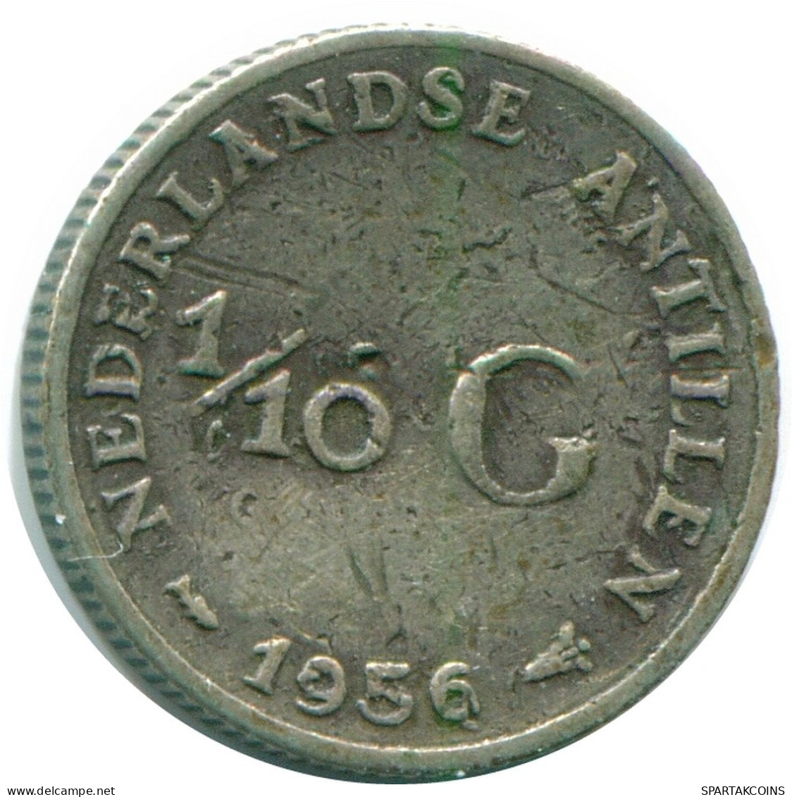 1/10 GULDEN 1956 NIEDERLÄNDISCHE ANTILLEN SILBER Koloniale Münze #NL12120.3.D.A - Niederländische Antillen