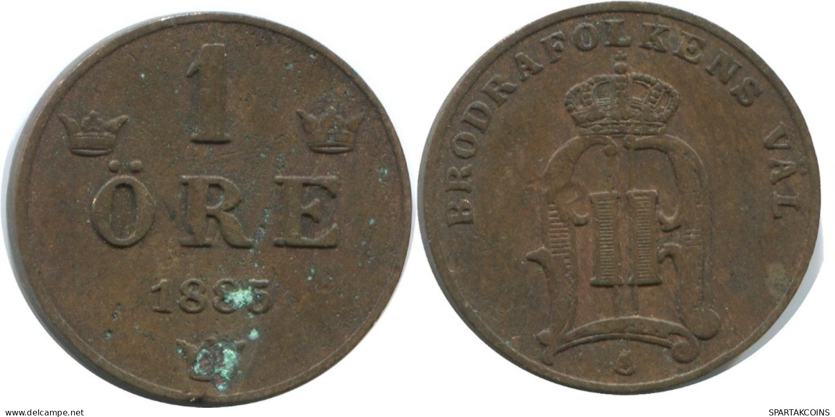 1 ORE 1885 SWEDEN Coin #AD384.2.U.A - Sweden
