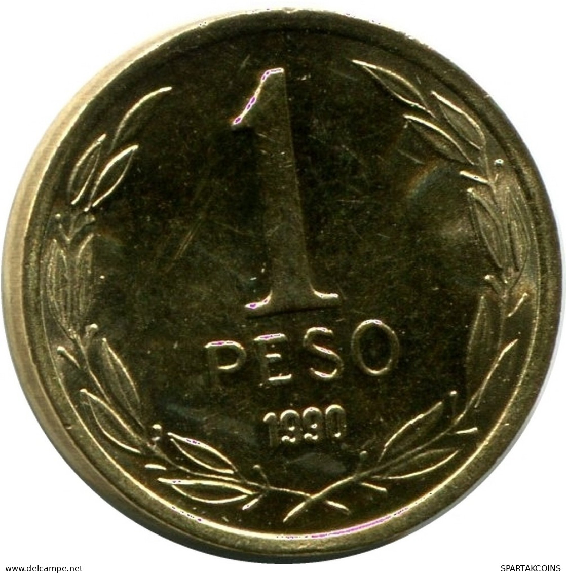 1 PESO 1990 CHILE UNC Coin #M10076.U.A - Chili