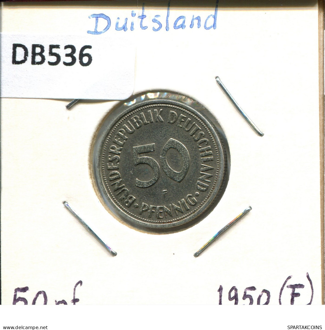 50 PFENNIG 1950 F WEST & UNIFIED GERMANY Coin #DB536.U.A - 50 Pfennig