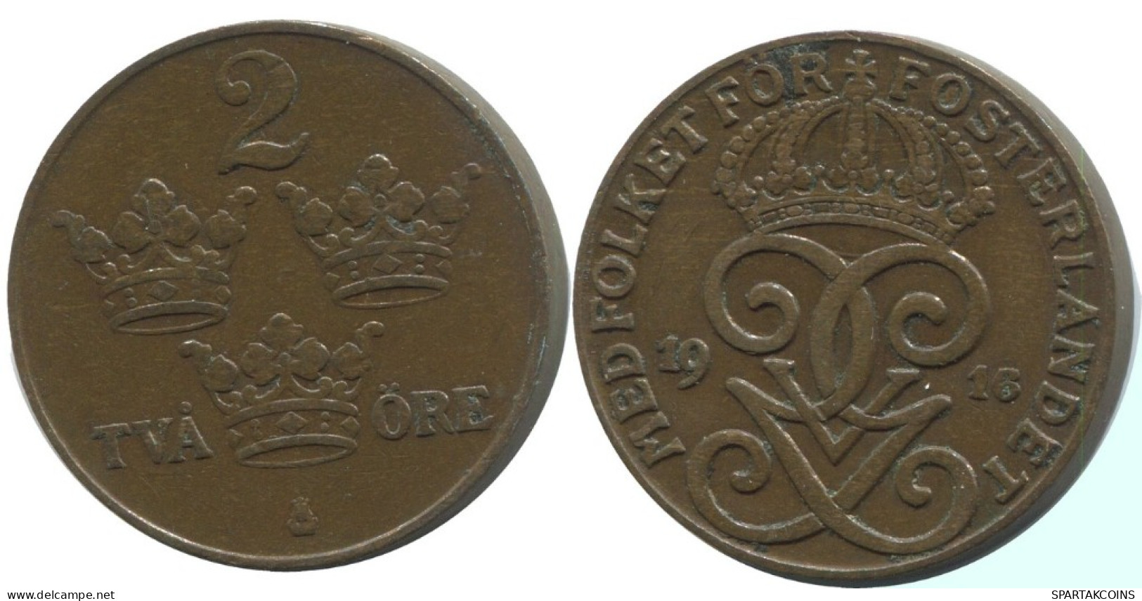 2 ORE 1916 SUECIA SWEDEN Moneda #AC792.2.E.A - Suède
