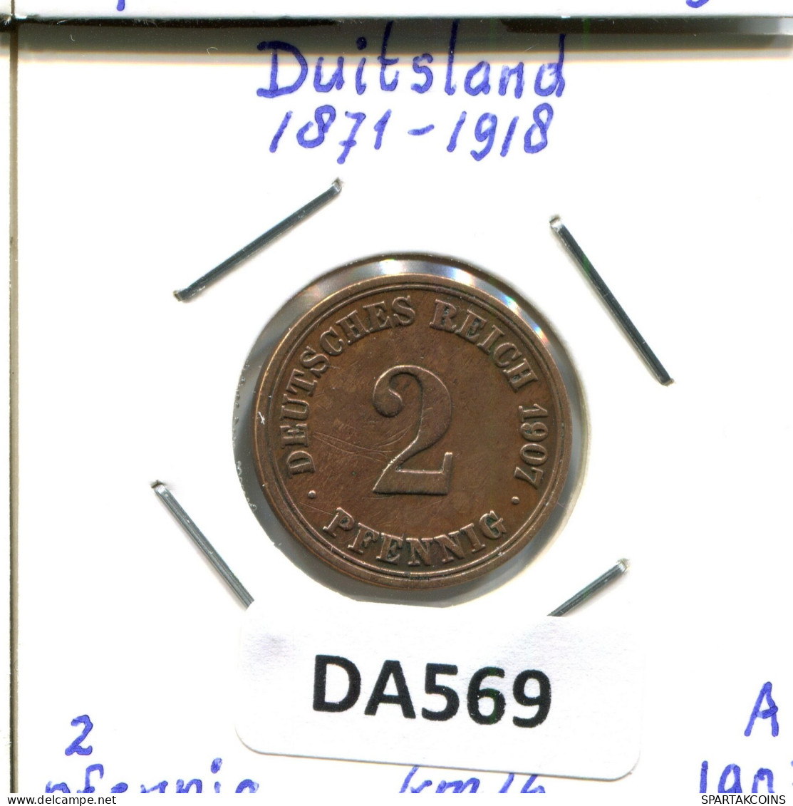 2 PFENNIG 1907 A ALEMANIA Moneda GERMANY #DA569.2.E.A - 2 Pfennig