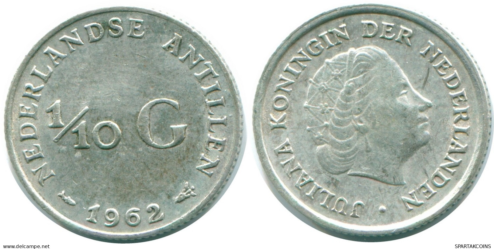 1/10 GULDEN 1962 NIEDERLÄNDISCHE ANTILLEN SILBER Koloniale Münze #NL12360.3.D.A - Netherlands Antilles
