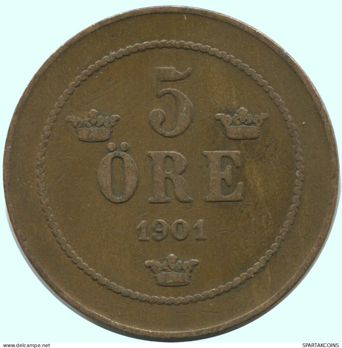 5 ORE 1901 SWEDEN Coin #AC668.2.U.A - Suède