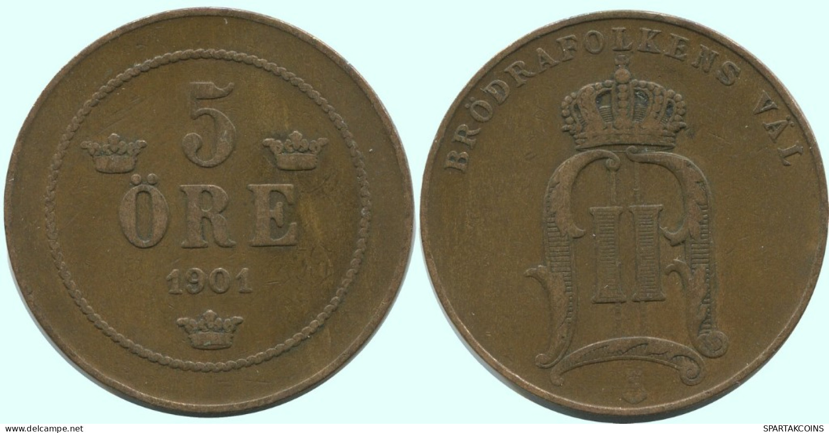 5 ORE 1901 SWEDEN Coin #AC668.2.U.A - Sweden