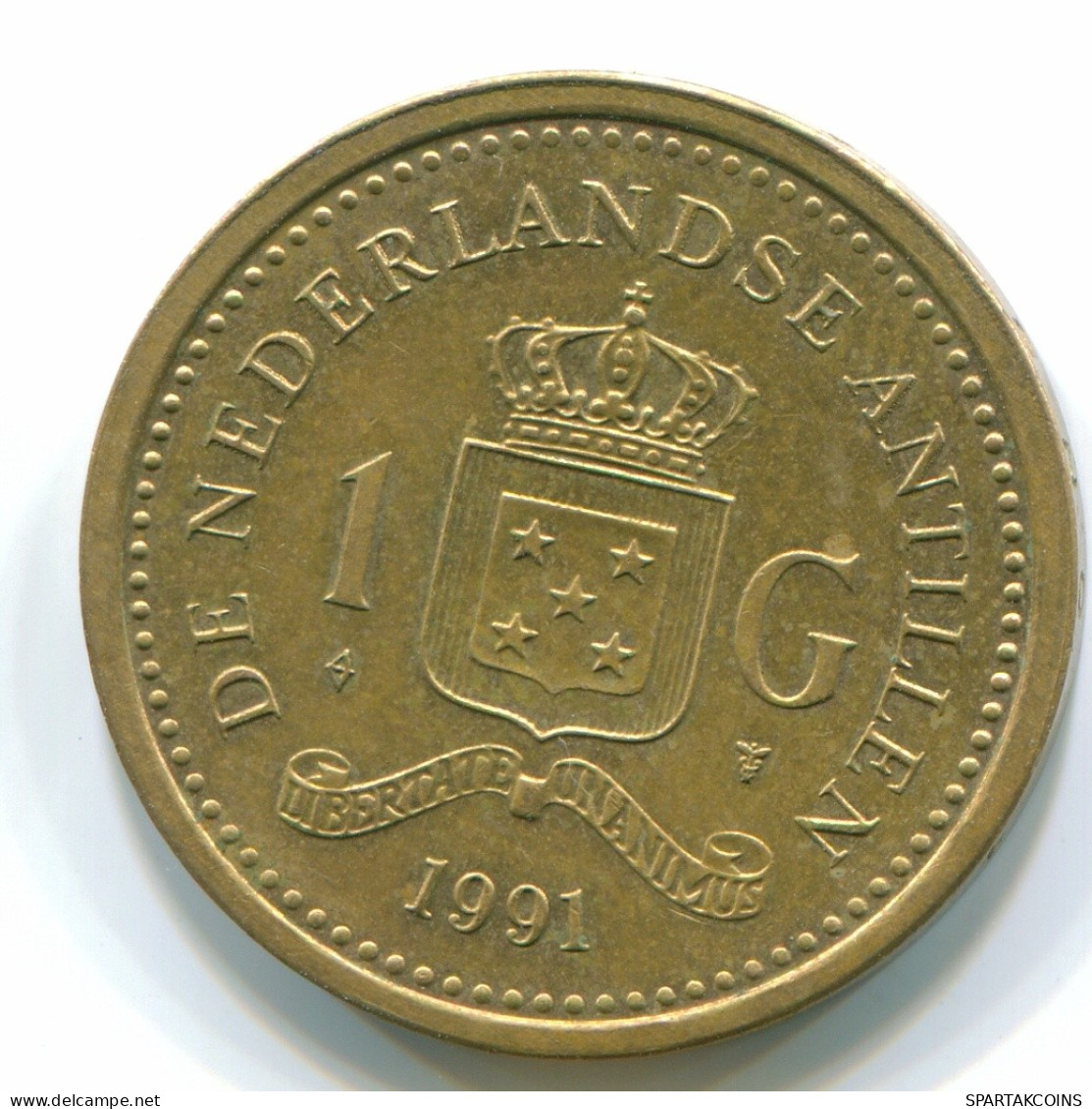 1 GULDEN 1991 ANTILLAS NEERLANDESAS Aureate Steel Colonial Moneda #S12119.E.A - Netherlands Antilles