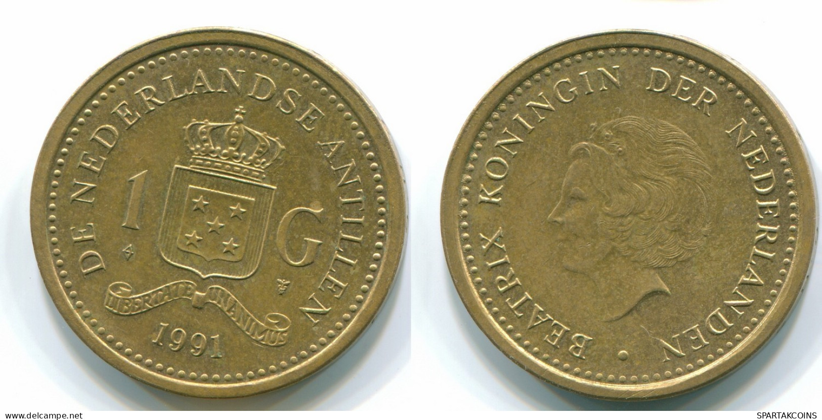 1 GULDEN 1991 ANTILLAS NEERLANDESAS Aureate Steel Colonial Moneda #S12119.E.A - Netherlands Antilles