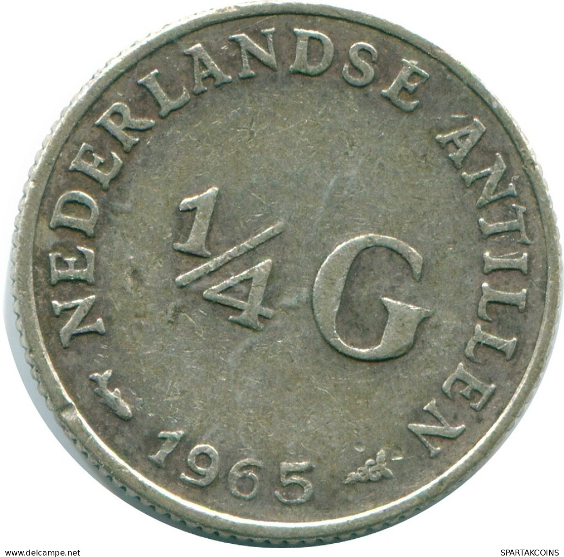 1/4 GULDEN 1965 ANTILLES NÉERLANDAISES ARGENT Colonial Pièce #NL11355.4.F.A - Netherlands Antilles