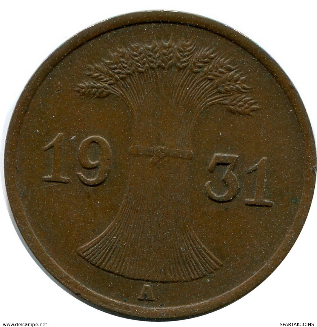 1 REICHSPFENNIG 1931 A DEUTSCHLAND Münze GERMANY #DB789.D.A - 1 Renten- & 1 Reichspfennig