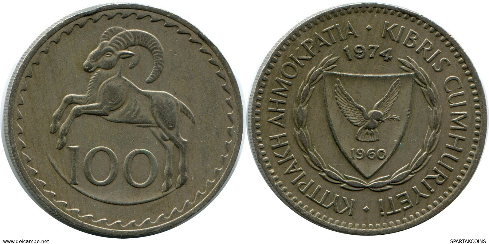 100 MILS 1974 CYPRUS Coin #AP277.U.A - Chypre