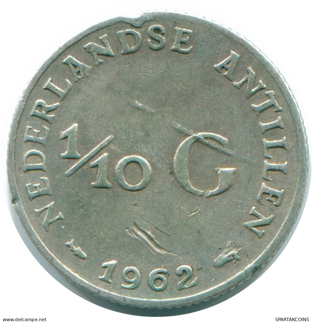 1/10 GULDEN 1962 ANTILLAS NEERLANDESAS PLATA Colonial Moneda #NL12373.3.E.A - Netherlands Antilles