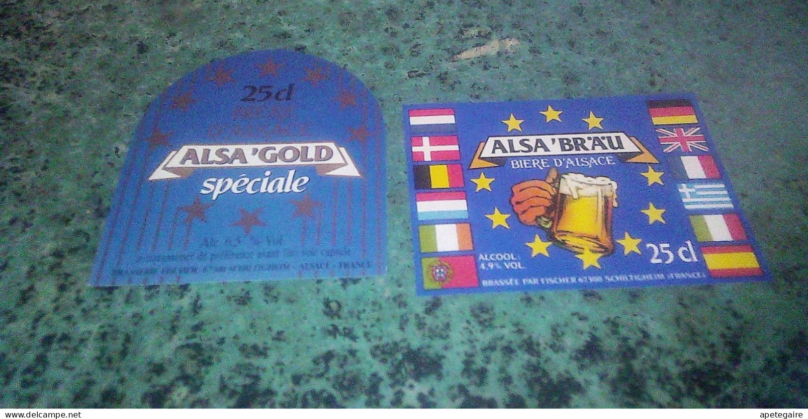 Schiltigheim Anciennes Etiquettes De Bière D'Alsace  Lot De 2 Différentes Brasserie Fischer  Alsa'brau & Alsa'gold - Bière