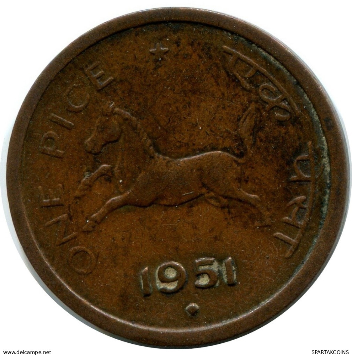 1 PICE 1951 INDIA Moneda #AY950.E.A - Indien