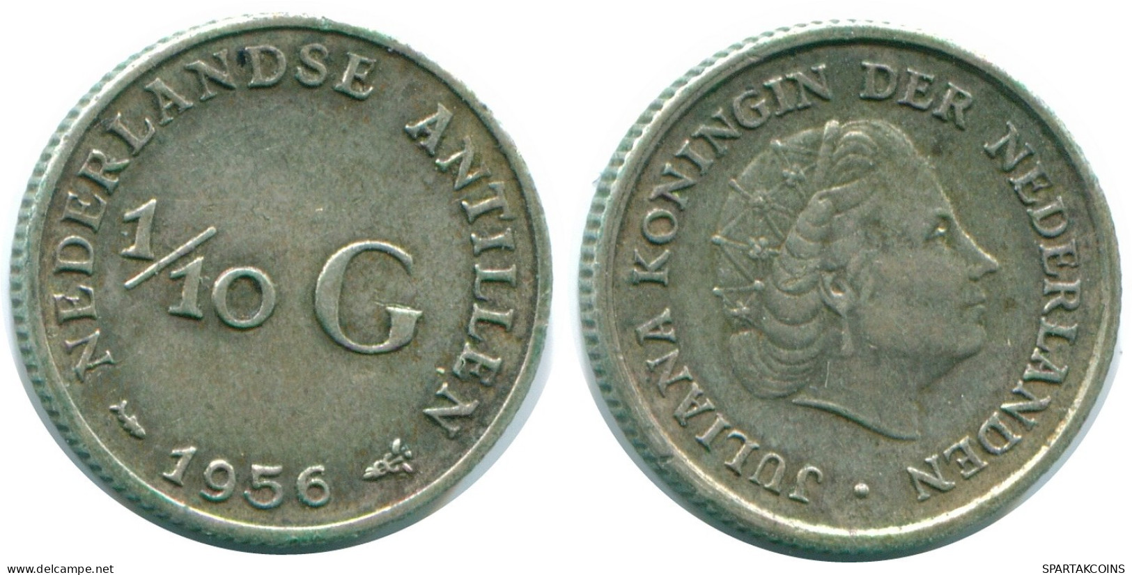 1/10 GULDEN 1956 NETHERLANDS ANTILLES SILVER Colonial Coin #NL12110.3.U.A - Niederländische Antillen