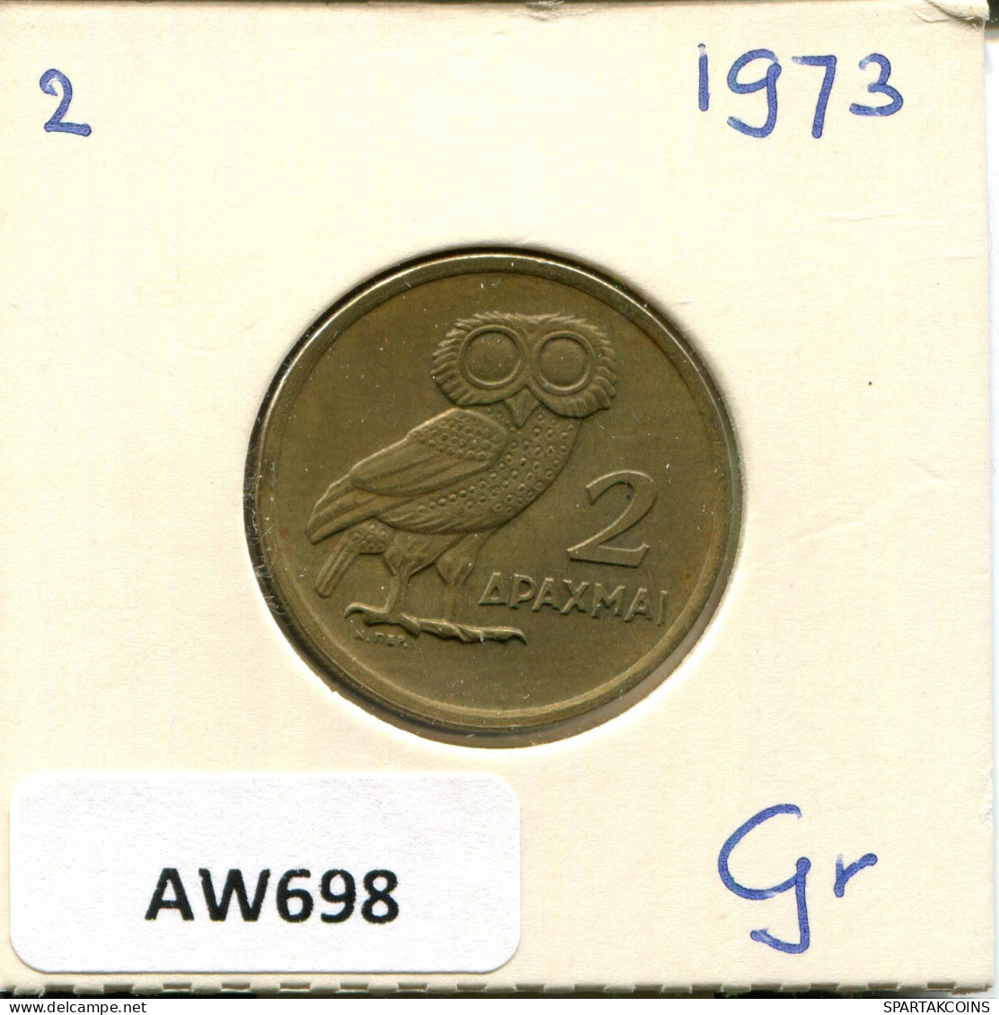 2 DRACHMES 1973 GRÈCE GREECE Pièce #AW698.F.A - Grèce