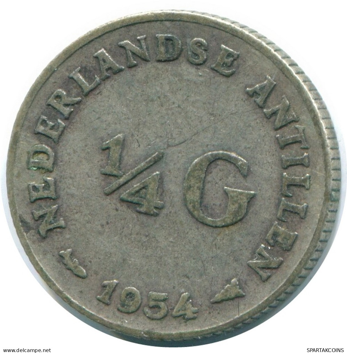 1/4 GULDEN 1954 NETHERLANDS ANTILLES SILVER Colonial Coin #NL10892.4.U.A - Niederländische Antillen