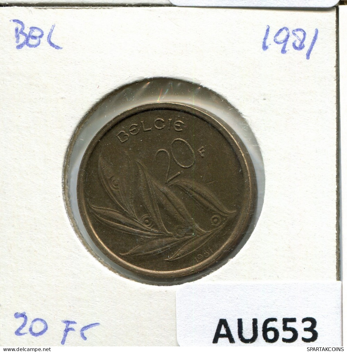 20 FRANCS 1981 DUTCH Text BÉLGICA BELGIUM Moneda #AU653.E.A - 20 Francs
