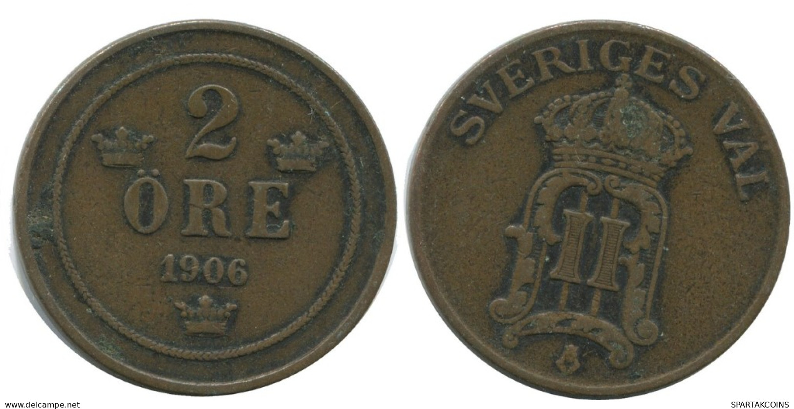 2 ORE 1906 SWEDEN Coin #AC985.2.U.A - Sweden