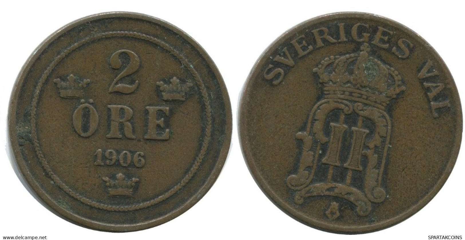 2 ORE 1906 SWEDEN Coin #AC985.2.U.A - Suède