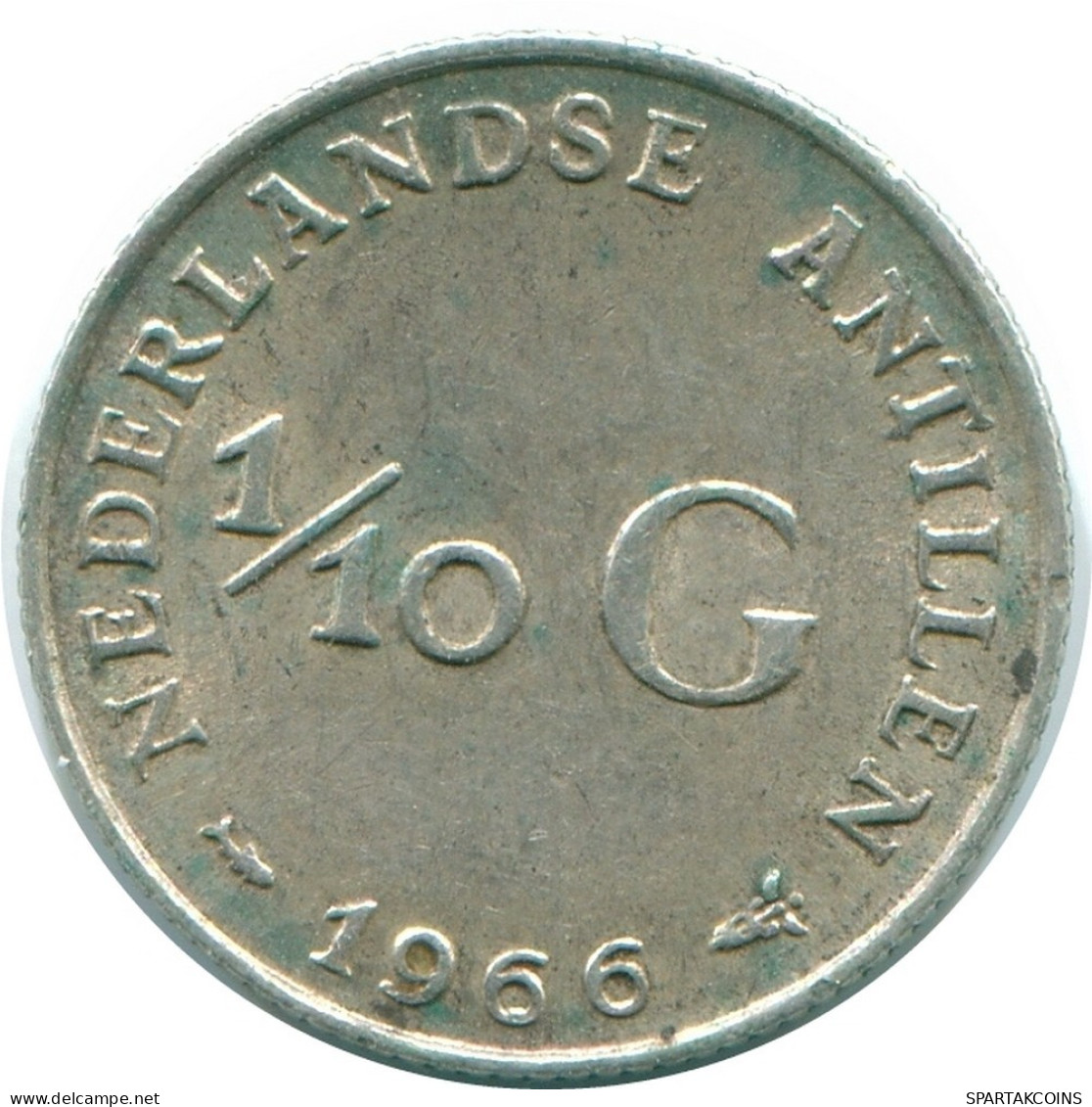 1/10 GULDEN 1966 NETHERLANDS ANTILLES SILVER Colonial Coin #NL12726.3.U.A - Niederländische Antillen