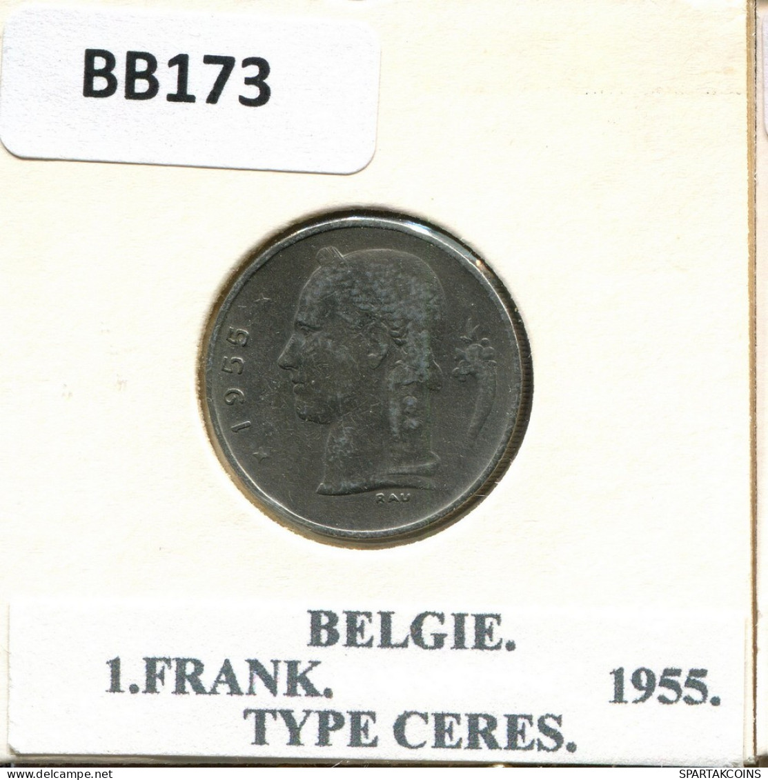 1 FRANC 1955 DUTCH Text BELGIQUE BELGIUM Pièce #BB173.F.A - 1 Franc