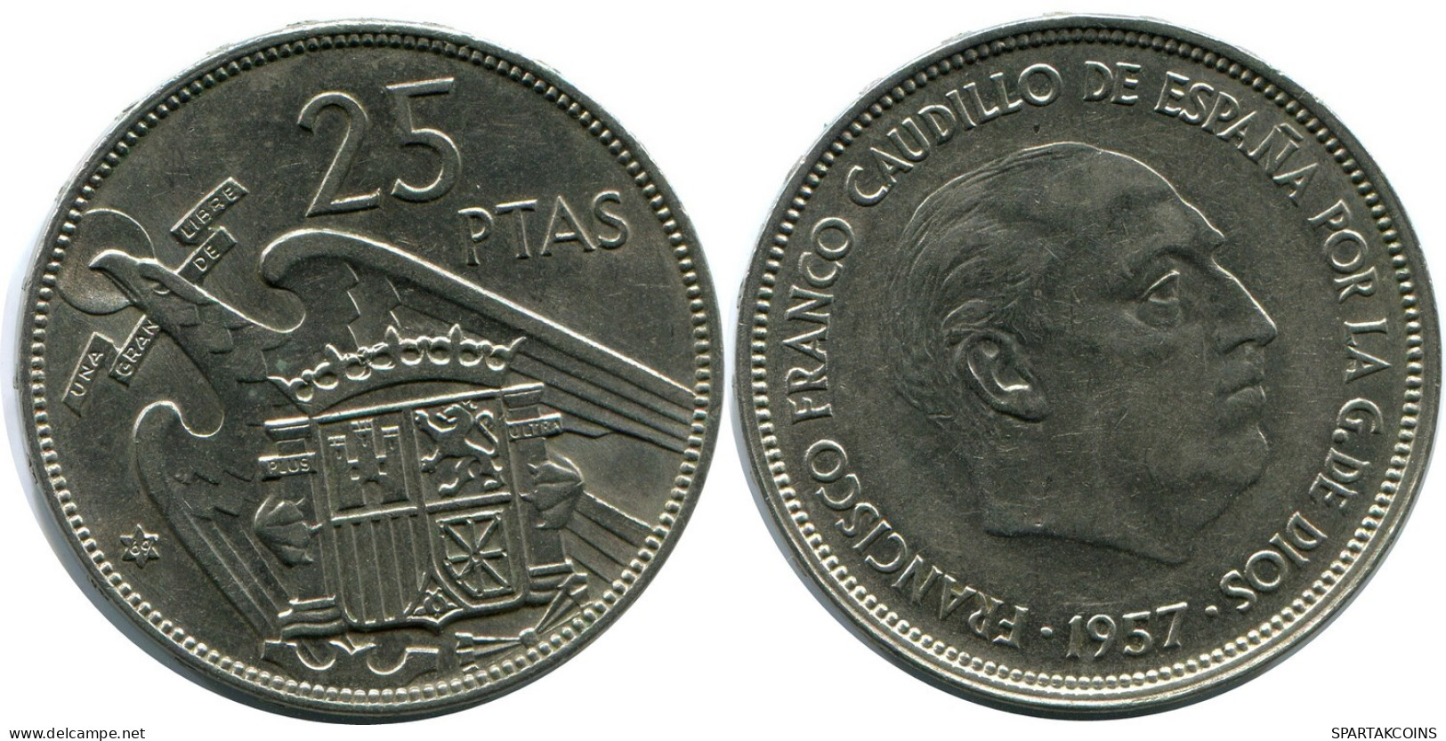 25 PESETAS 1957 ESPAÑA SPAIN Francisco Franco Moneda #AZ136.E.A - 25 Peseta
