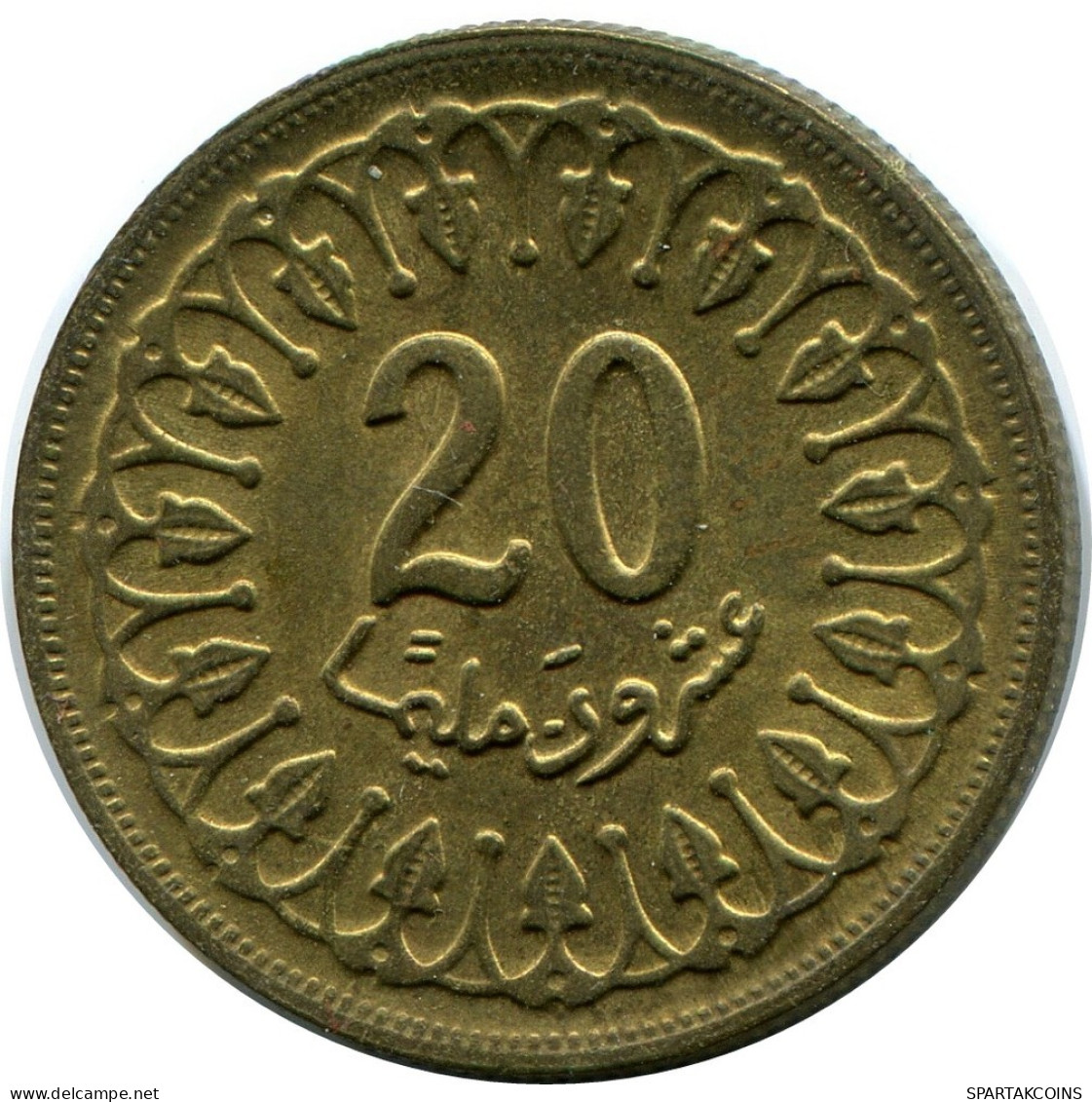 20 MILLIMES 1960 TUNISIA Islamic Coin #AP465.U.A - Tunisie