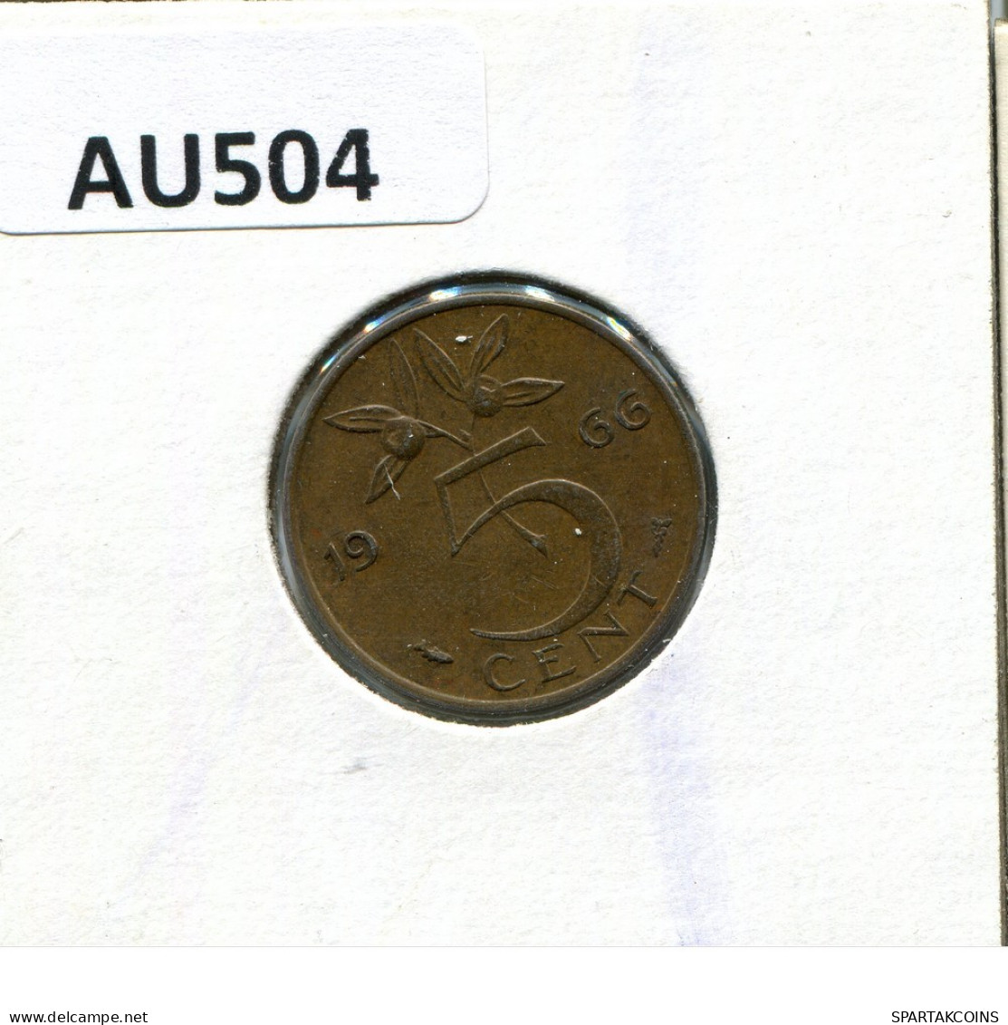 5 CENTS 1966 NEERLANDÉS NETHERLANDS Moneda #AU504.E.A - 1948-1980 : Juliana
