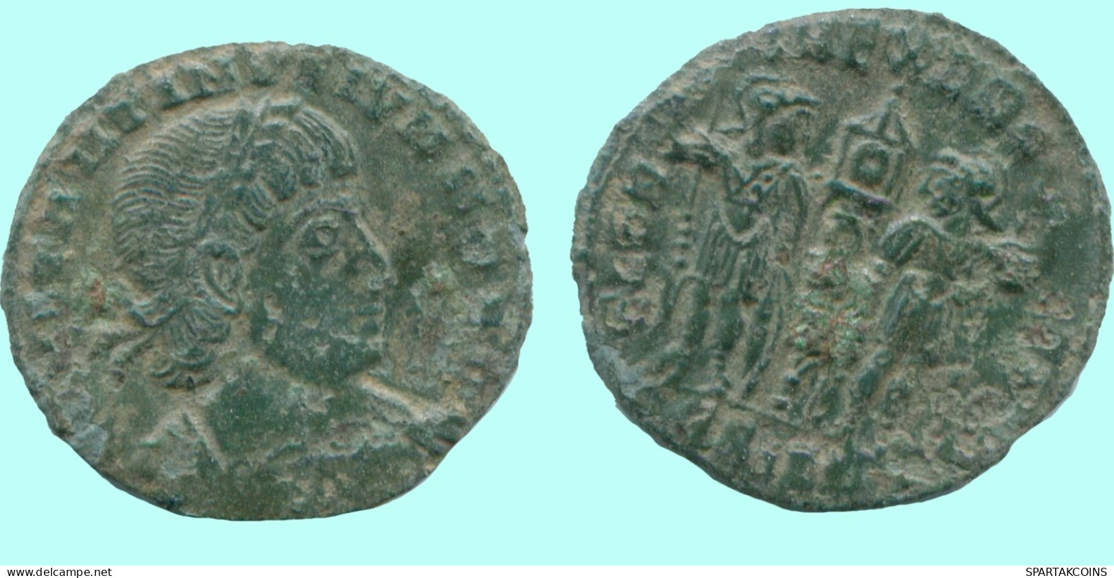 CONSTANTINUS TWO SOLDIERS GLORIA EXERCITVS 1.1g/16mm #ANC13092.17.D.A - The Christian Empire (307 AD To 363 AD)