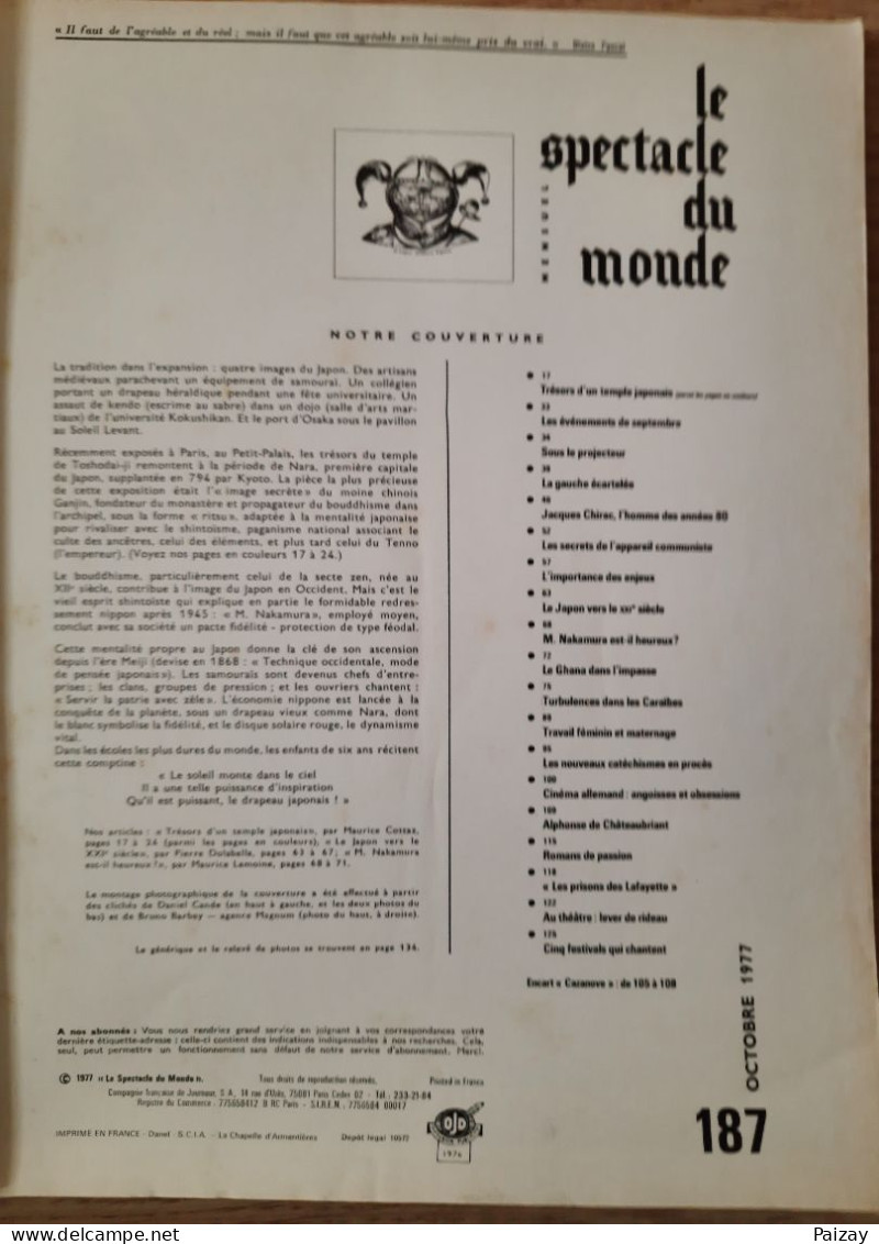 Le Spectacle Du Monde N° 187 1977 Caraïbes Japon Chirac Nakamura Chateaubriand Lafayette Communisme Ghana - Aardrijkskunde