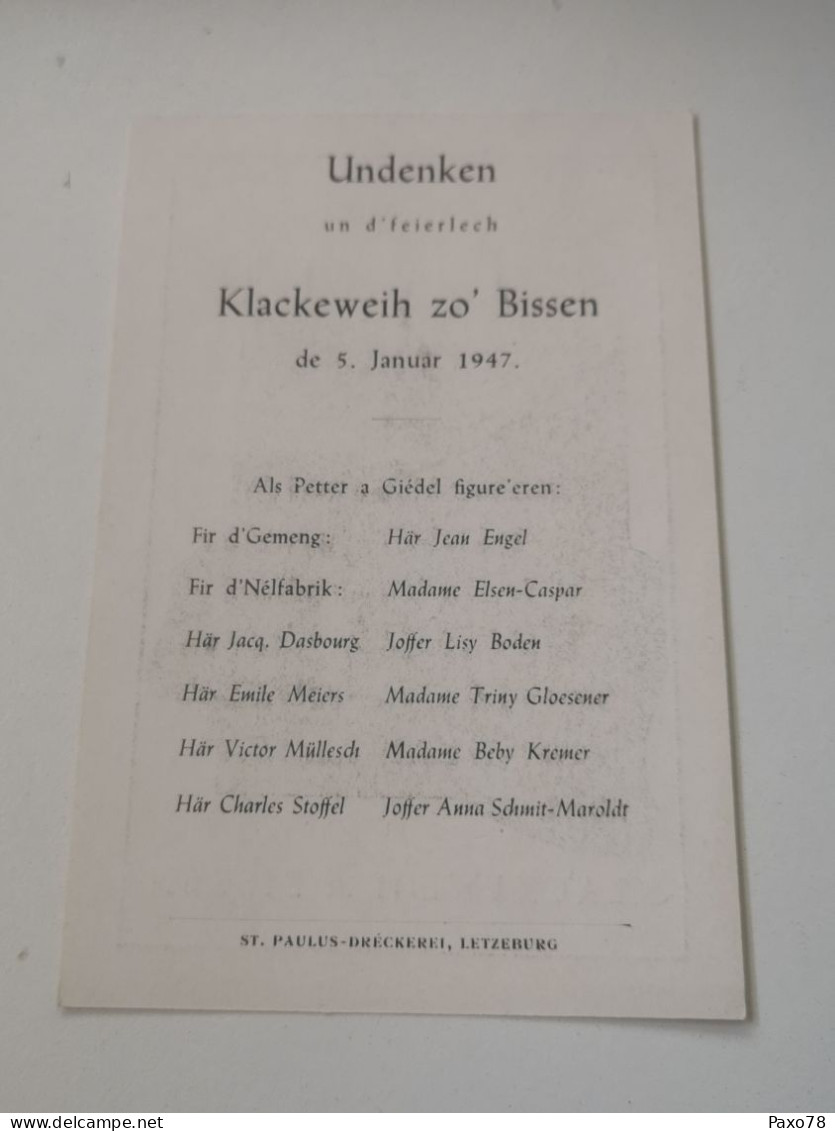 Undenken, Klackeweih Zo Bissen 1947 - Autres & Non Classés