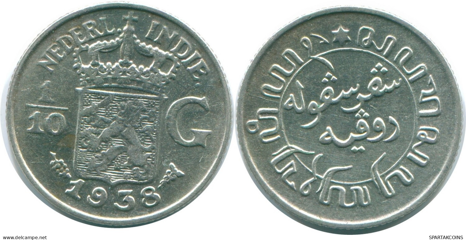 1/10 GULDEN 1938 NIEDERLANDE OSTINDIEN SILBER Koloniale Münze #NL13511.3.D.A - Niederländisch-Indien