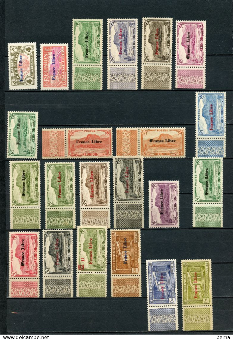 REUNION  187/232 SAUF 189 FRANCE LIBRE   LUXE NEUF SANS CHARNIERE DONT VALEURS AVEC TACHE SU RLE F - Nuevos