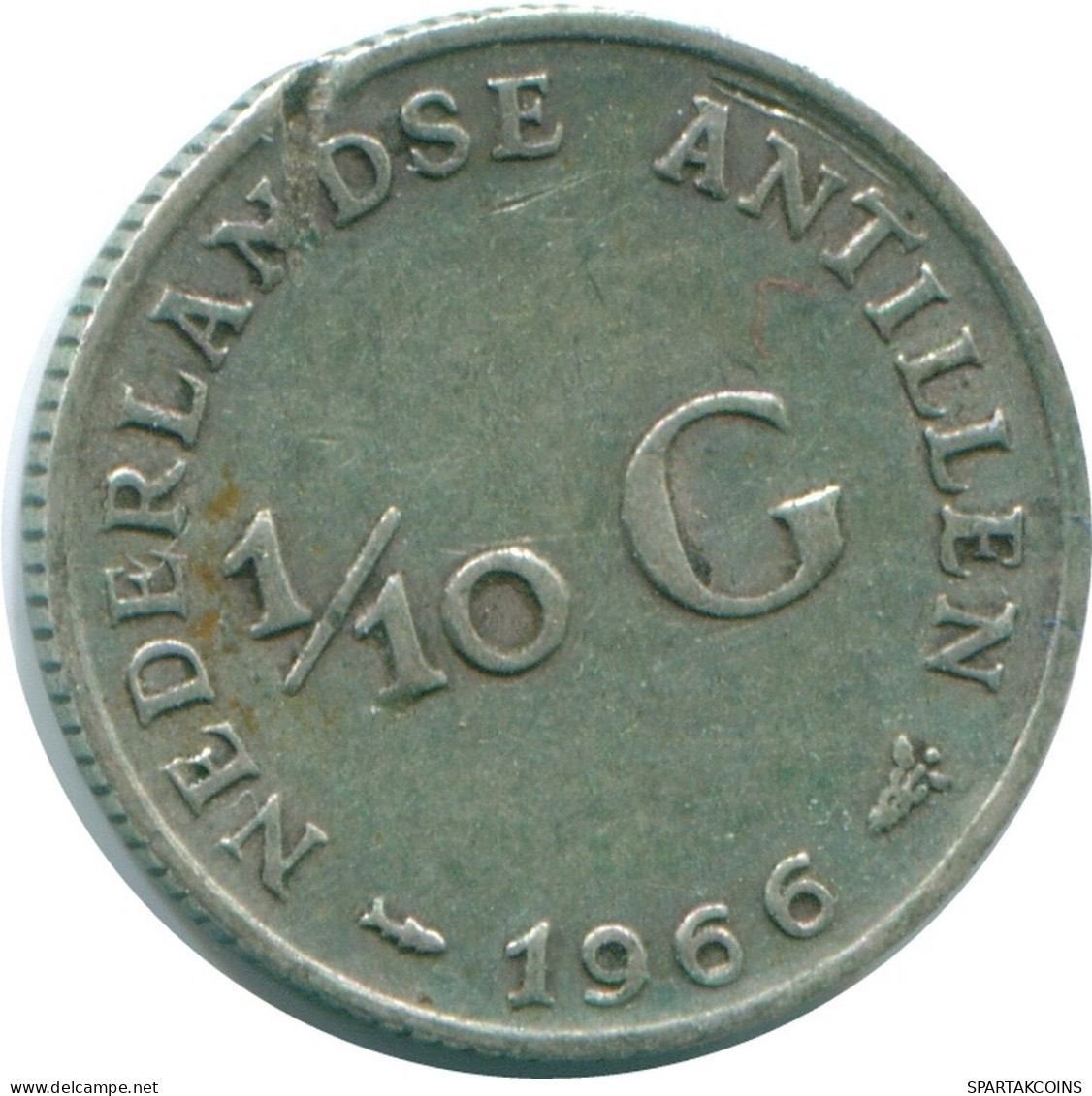 1/10 GULDEN 1966 ANTILLAS NEERLANDESAS PLATA Colonial Moneda #NL12935.3.E.A - Nederlandse Antillen