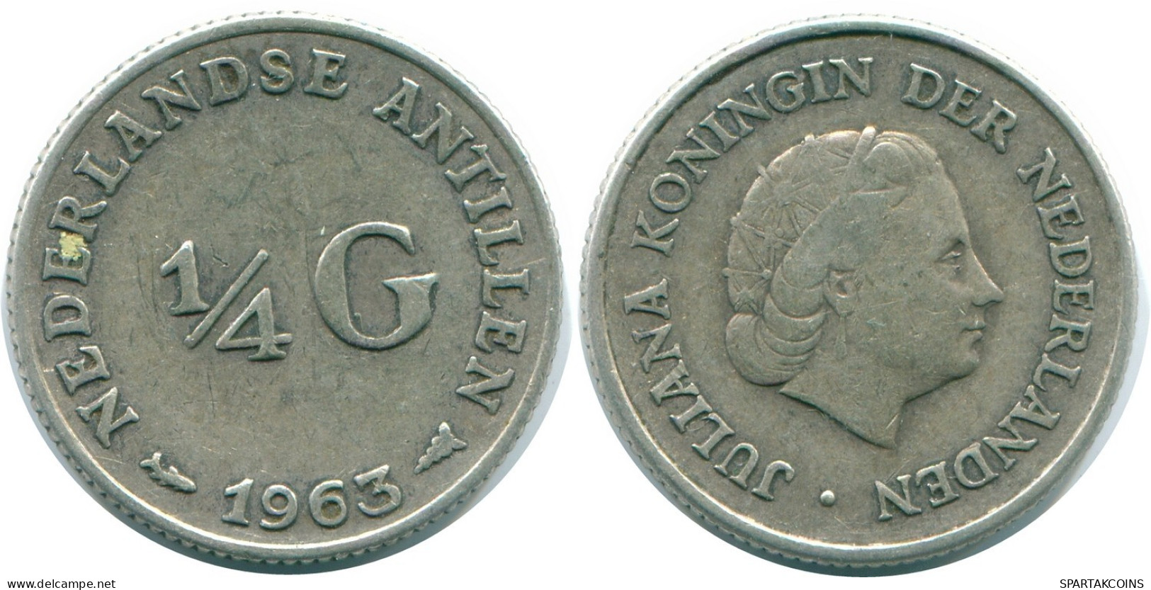 1/4 GULDEN 1963 ANTILLAS NEERLANDESAS PLATA Colonial Moneda #NL11214.4.E.A - Nederlandse Antillen