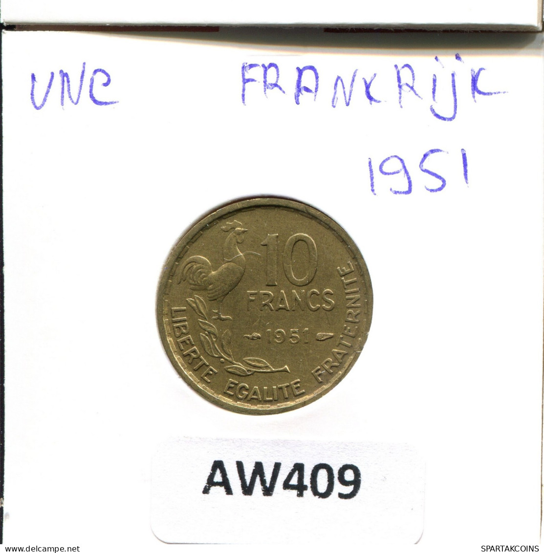 10 FRANCS 1951 FRANCE Coin #AW409.U.A - 10 Francs
