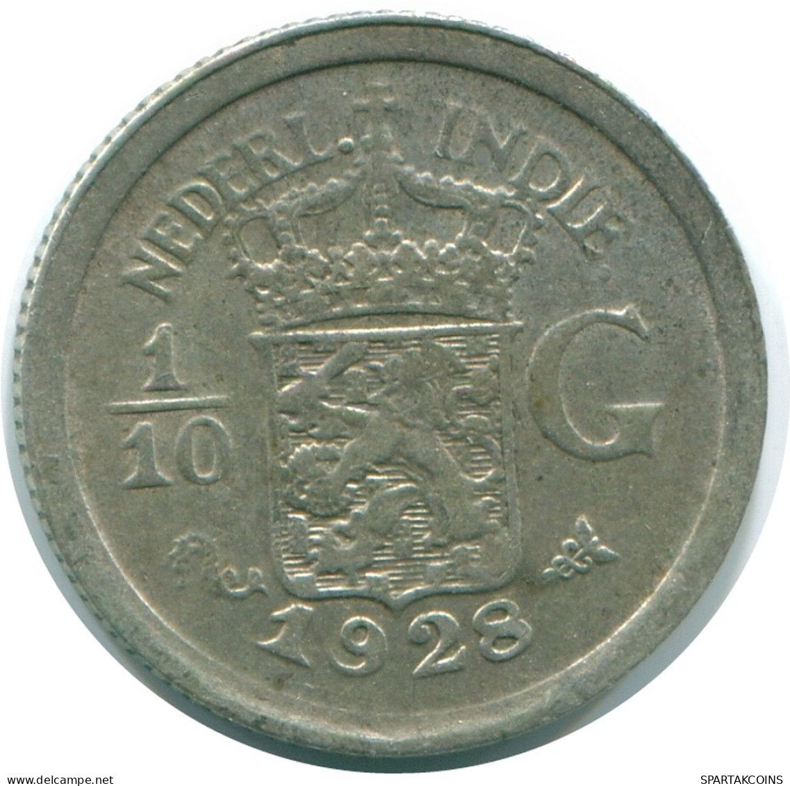 1/10 GULDEN 1928 INDES ORIENTALES NÉERLANDAISES ARGENT Colonial Pièce #NL13441.3.F.A - Dutch East Indies