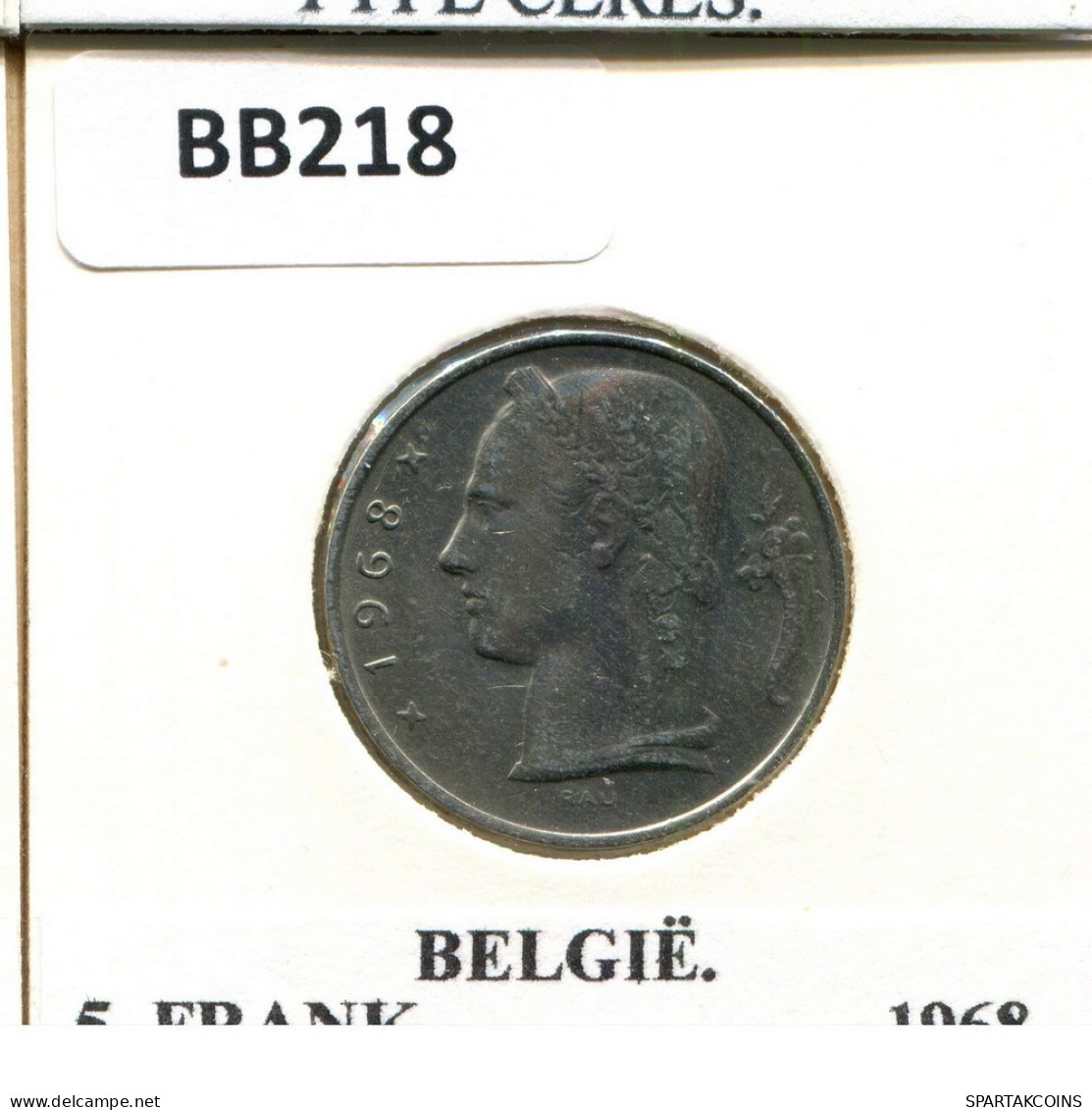 5 FRANCS 1968 DUTCH Text BÉLGICA BELGIUM Moneda #BB218.E.A - 5 Francs