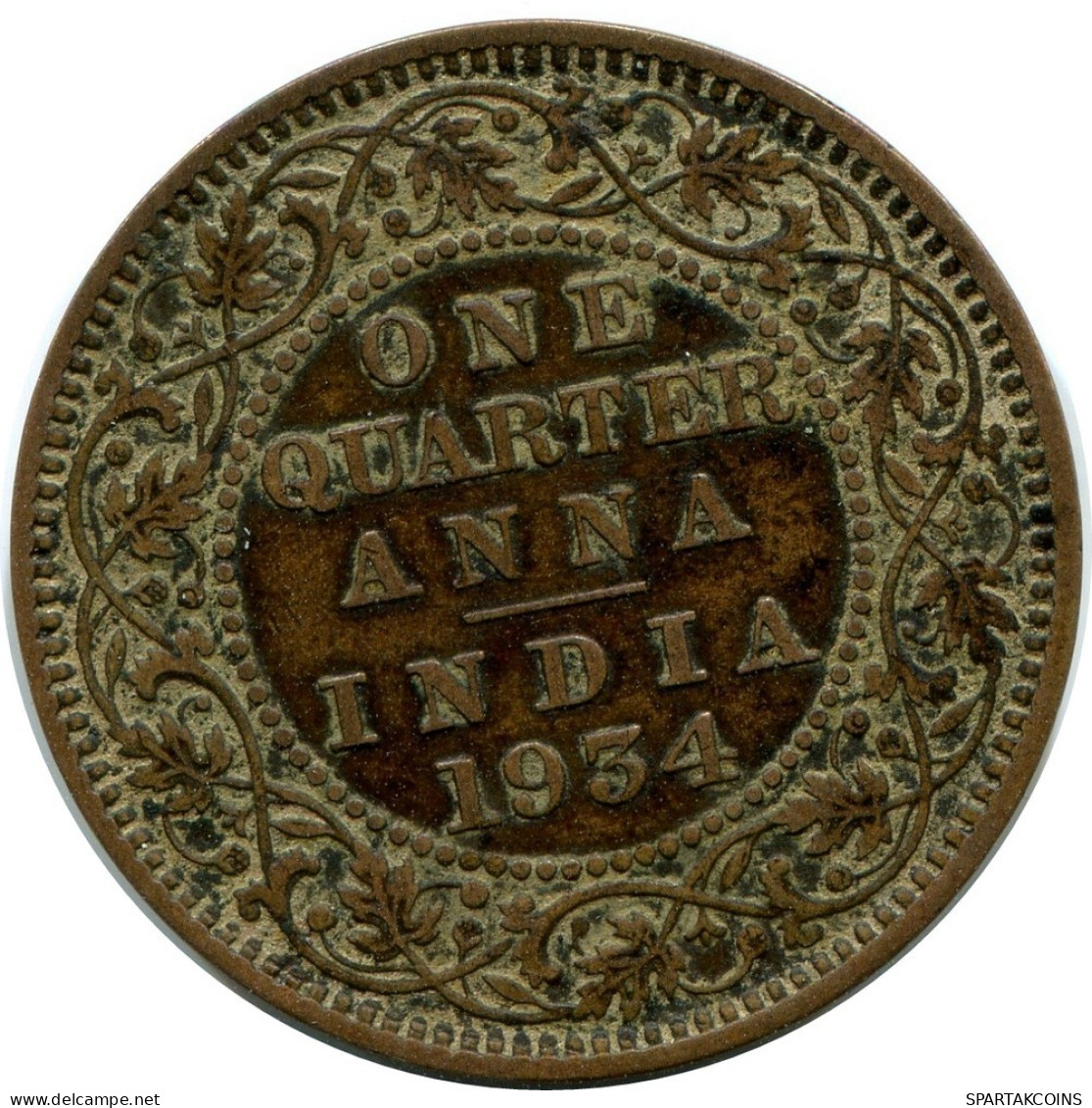 1/4 ANNA 1934 INDE INDIA-BRITISH Pièce #AY960.F.A - Inde