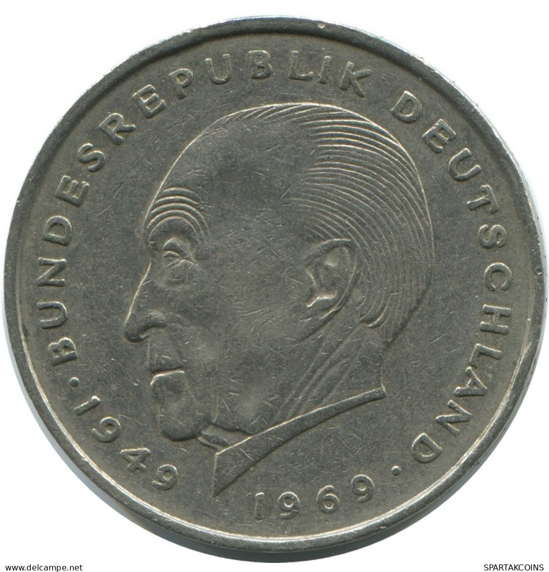 2 DM 1971 J K.ADENAUER WEST & UNIFIED GERMANY Coin #AG282.3.U.A - 2 Mark